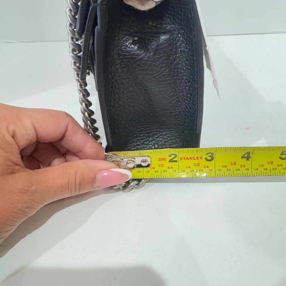 Dollar Calfskin Enamel Small Dionysus Shoulder Bag Black Electric Blue NEW - Picture 10 of 16